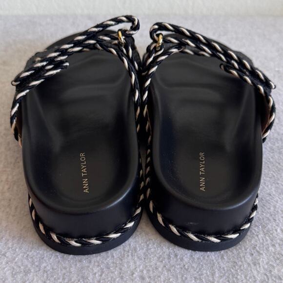 NWOT Ann Taylor Weekend Collection Straw Sport Sandals in Black Size 7.5 - Picture 6 of 6